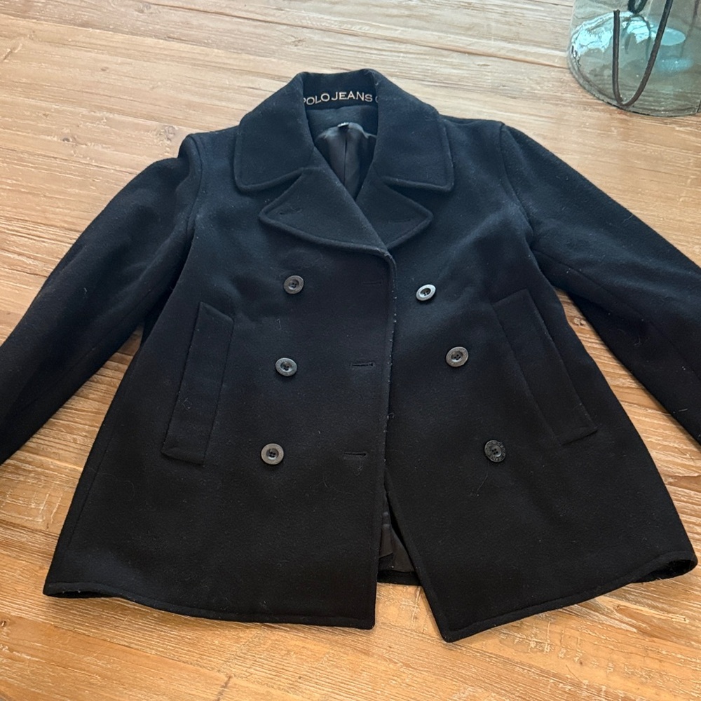 Vintage Ralph Lauren Women's Black Peacoat